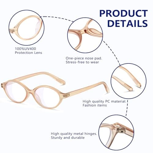 YDAOWKN Oval Blue Light Blocking Glasses for Women Men,Glasses Frame Bluelight for Gaming/Computer/Screen - Thumbnail 4