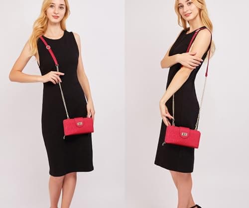 MKP COLLECTION Women Fashion Small Crossbody Shoulder Bag Cell Phone Zip Wallet Purse and Handbags Clutch Credit Card Holder with Chain Strap - Thumbnail 2