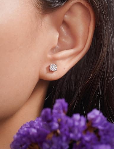 IMOLOVE Moissanite Stud Earrings with 1CT D Color Round Cut Lab Created Moissanite Earrings in Sterling Silver Trendy Earrings for Women Men-1 - Thumbnail 3