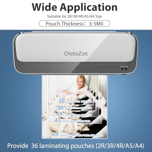 OidoZac Laminator Machine, 11 in 1 Laminating Never Jam Technology with 36 Laminating Sheets, 9 Inch Thermal Laminator A4 Laminating Machine Hot & Cold with Paper Trimmer for Home Office School - Thumbnail 6