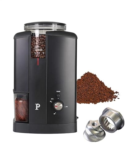 PALICO Aroma Coffee Grinder - 48mm Stainless Steel Conical Burrs, 17 micro-adjustable grind settings, 250g Bean Hopper Capacity, removable burrs & hopper, low RPM motor (Matt Black) - Image 1