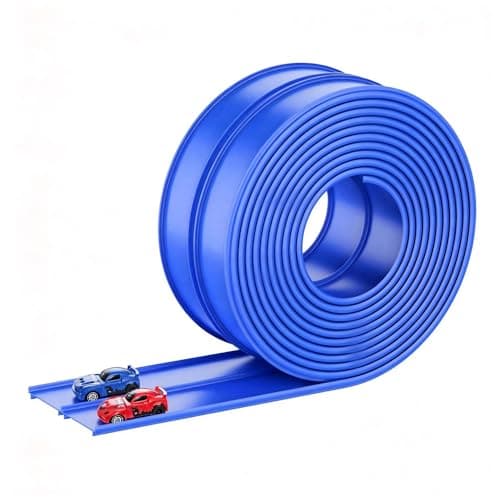 16.5 Ft Flexible Race Track Set for Boys & Girls - DIY Bendable Car Track Compatible with Hot Wheels & 1:64 Cars - Monster Truck Builder Kit, Educational Toy Gift for Kids Ages 4-8, Blue(Standard) - Image 1