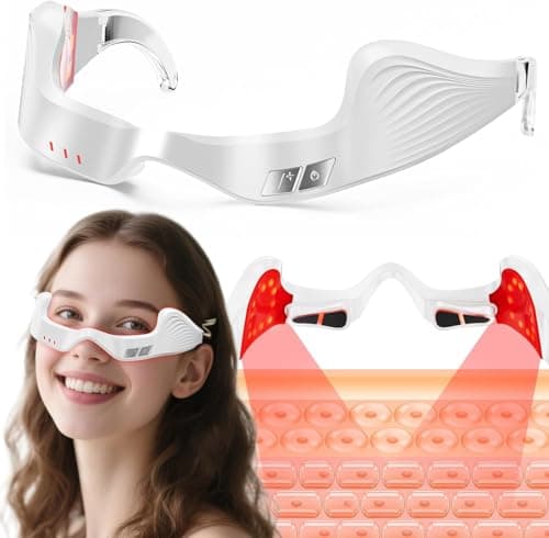 Under Eye Red Light Therapy Device, Red Light Therapy Glasses,Red 650 NM,Red Light Eye Mask for The Treatment of Eye Bags,Dark Circles,Puffiness periorbital for Treating Acne (White） - Image 1