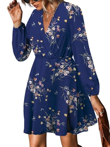 MixShe Summer Dresses for Women 2025 Wedding Guest Dress Fall Fashion Italian Outfits Elegant Classy Homecoming Clothing Plus Size Beach Vacation Clothes A Navy Floral X-Large - Image 1