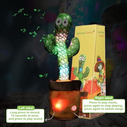Emoin Dancing Talking Cactus Toy for Baby Boys Girls Gifts,Dancing Cactus Singing Mimicking Recording Repeating What You Say Baby Toys - Thumbnail 6