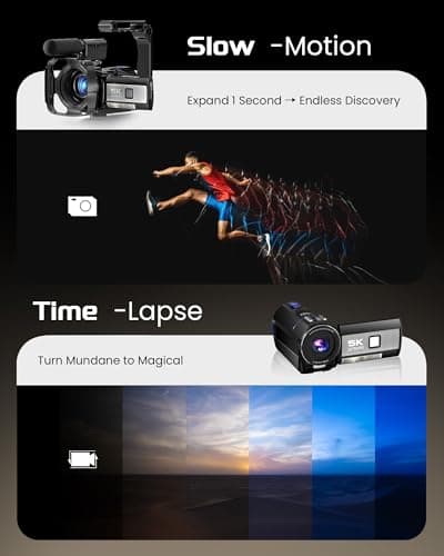 5K Video Camera Camcorder, UHD 64MP Vlogging Camera for YouTube with 3" 270° Rotatable Touch Screen, Digital Camera with IR Night Vision, 16X Zoom/WiFi/Webcam/HD/32GB Card/2 Batteries/Microphone - Thumbnail 3
