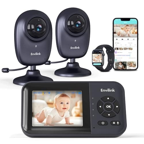 Envilink Smart Baby WiFi Monitor with App, 1080P Baby Camera, AI Detection, 2-Way Talk, Night Vision, VOX Mode, 5 Lullabies, 1200ft Long Range 2.8" LCD Display for Home Use
