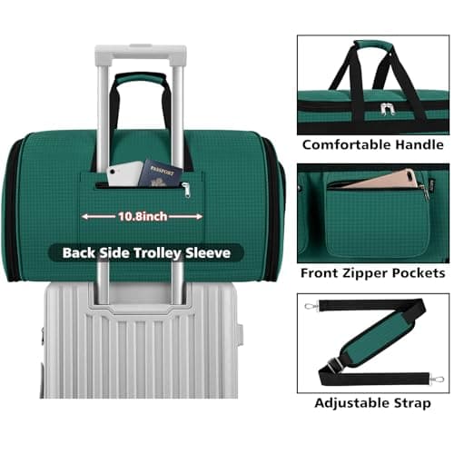 Convertible Garment Duffel Bags for Travel - Carry on Garment Duffle with Toiletry Bag Storage Bag Large Travel Duffel Bag 2 in 1 Hanging Suit Bag Weekender Bag for Men Women 3pcs Set - Thumbnail 4