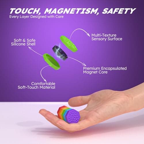 Magnetic Chess Game with Stones,Magnet Game with String - 18 Silicone-Covered Magnets Fidget Toy Textured Sensory Rock Toys Strategy Game for Stress Relief,ADHD, Travel Family Toys for Kids & Adults - Thumbnail 4