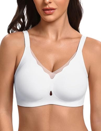 Avidlove Seamless Bras for Women Wireless Bras with Support and Lift Scalloped T-Shirt Bra White XXXL - Image 1