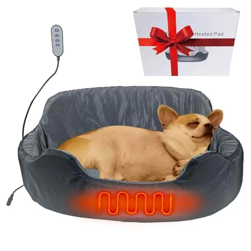 JOJOPEPE Self-Heating Pet Bed with Adjustable Heat & Reversible Design - 3 Temperature Settings, Removable Washable Cover, Waterproof & Non-Slip Base for Dogs and Cats, Grey - Image 1