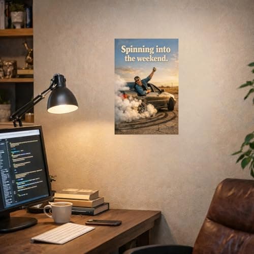 Spinning Into the Weekend Vintage Tin Sign Funny Weekend Wall Decor Retro Car Burnout Art Metal Plaque Party Humor Garage Man Cave Home Wall 8x12 Inch Pre Drilled Holes - Thumbnail 3