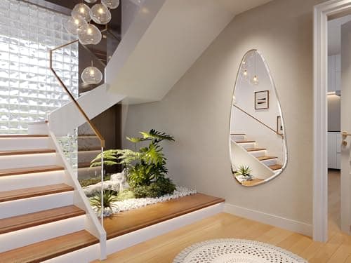 Mestikits Irregular Teardrop Wall Mirror, 48"x22" Asymmetrical Oval Mirror for Wall, HD Silver Mirror for Entryway, Staircase, Bathroom, Modern Farmhouse Decor - Thumbnail 2