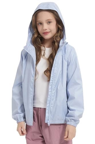 Orolay Girls Lightweight Rain Jacket Boys Hooded Raincoat Toddler Lined Outdoor Windbreaker for Kids Purple 12 - Image 1
