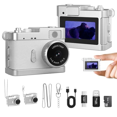 Keychain Camera, 16GB Mini Digital Camera with Built-in Flash & Retro Filters, Pocket Mini Camera for Travel, Vlogging, Bag Charm, Birthday Gift for Friends - Image 1