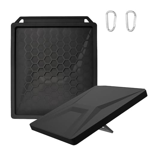 Starlink Mini Cover Case with Carabiner Clip, Protective Cover for Starlink Mini Dish Silicone Heavy Duty Weatherproof, Portable for Outdoor Travel Camping, Starlink Mini Accessories (Style-A * Black)