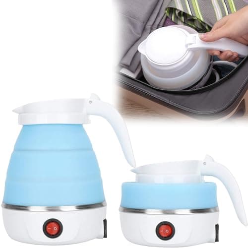 Foldable Electric Kettle, Upgraded Food Grade Silicone,600W 600ML Flash Heat Small Portable Travel Electric Kettle,110V US Plug (Azure) - Image 1