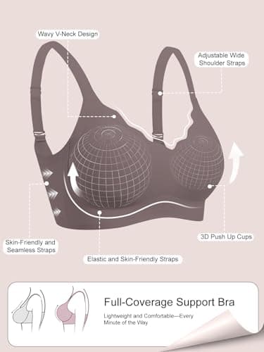COCOMARTS Jelly Bras for Women No Underwire Seamless Push Up Scalloped Tshirt Bralettes Comfortable Wireless Everyday Bra Coffee Medium - Thumbnail 4