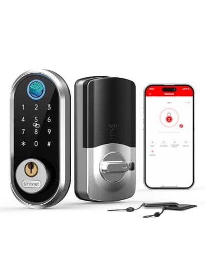 Smart Lock – Fingerprint Keyless Entry Door Lock for Front Door, Bluetooth Electronic Deadbolt with App Control, Auto Locking, eKey Sharing, Alexa Compatible Digital Keypad, Silver - Image 1