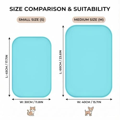 BLESWIN Waterproof Silicone Pet Feeding Mat with Raised Edge,Non-Skid Spill Proof Dog Bowl Mats, Easy Clean Cat Bowls Placemat for Cats and Dogs - Thumbnail 2