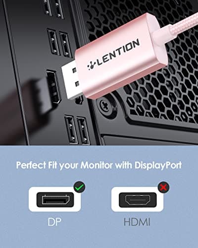 LENTION 6FT USB C to DisplayPort Cable Adapter (4K@60Hz,2K@165Hz), Type C to DisplayPort Cord Compatible with 2025-2016 MacBook Pro/Air, 2026 MacBook Neo, iPad/Surface/Mac mini,Dell(2M,Rose Gold) - Thumbnail 2