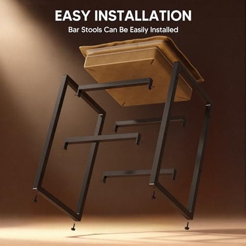 HOMVIMI Barstools with Double Cushion Comfortable Seating, Modern Bar Stools Set of 1 with Footrest, Counter Height Bar Chairs, Easy Assembly, for Kitchen Island, Bar, Counter(Brown) - Thumbnail 5