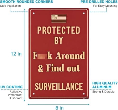 Carastora Funny Warning Metal Tin Sign - Weatherproof Outdoor Safety Sign - for Home, Garage and Office - 8x12 Inch - Thumbnail 6