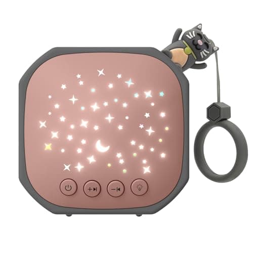 Portable White Noise Sound Machine with Star Projector | Sound Therapy Calm Music Machine Baby Sleep Soother with Hook for Home, Car Travel, Nursery, Infant, Kids Gifts (Lucky Cat)