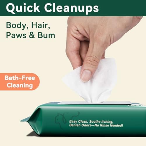 OzBreeze ECO PET Glove Wipes for Dogs & Cats, Hypoallergenic Unscented Cleaning & Deodorizing Bath Wipes, Coconut Oil Nourishing Fur Pet Grooming Gloves, 20pcs - Thumbnail 4