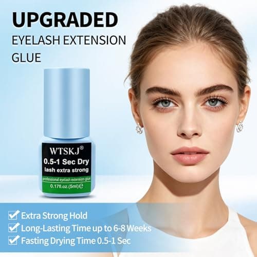 WTSKJ 0.5–1 Second Quick-Dry Extra Strong Eyelash Extension Glue (0.17 fl oz / 5 ml) Long-Lasting Eyelash Adhesive (6–8 Weeks), for Professional Eyelash Technicians only - Thumbnail 2