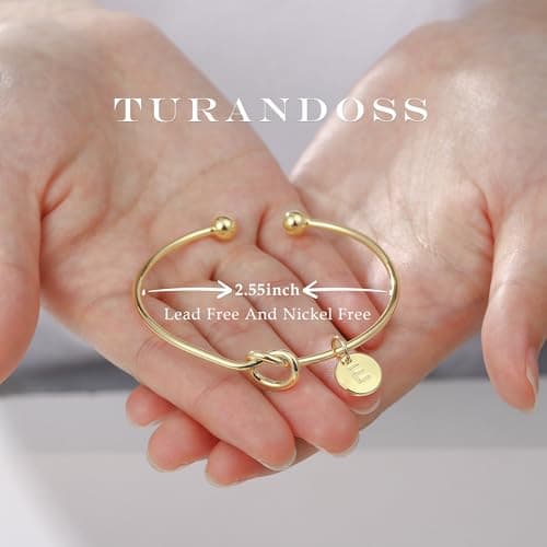 Turandoss Friend Birthday Gifts for Women, Friendship Gifts for Female Sister, Sisters In Law, Initial Knot E Bracelet for Women Jewelry - Thumbnail 4