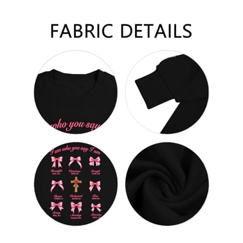 Ladicme Christian Sweatshirts for Women Oversize Pink Bow Graphic Pullover Top Casual Loose Fit Tops I Am Who You Say I Am shirt - Thumbnail 5