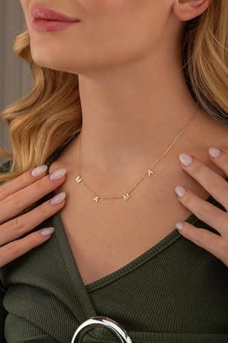 SINYARS Mom Necklace 18K Mama Necklace for Mothers Day Gifts Women,18K Gold Dainty Necklace for Women Jewelry Necklace Gifts for Grandma 18K Gold - Thumbnail 3