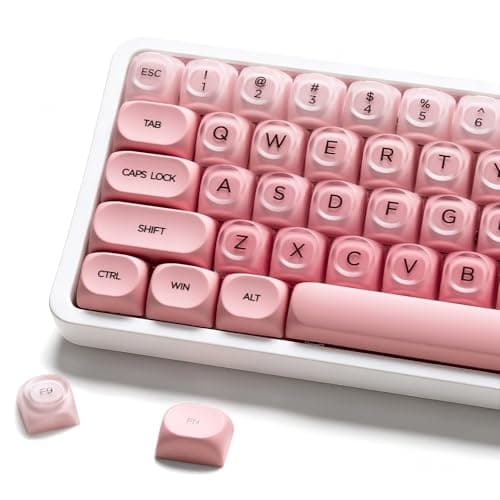 132 Keys PBT Keycaps, Jelly Keycaps Cute Custom Creamy Key caps MOA Profile for 61/68/84/87/98/100 Cherry Gateron MX Mechanical Keyboards, Pink - Image 1