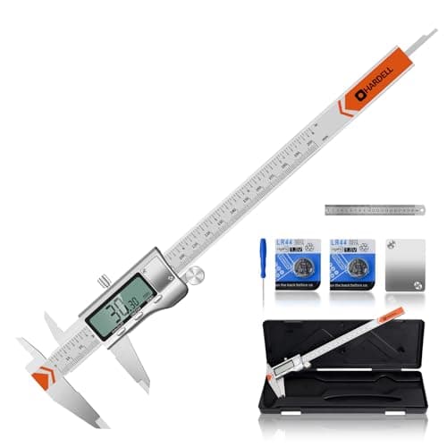 Digital Caliper, HARDELL Caliper Measuring Tool 8 Inch/200mm, 0.001" High-Precision Stainless Steel Calipers with Easy Inch Fraction Millimeter Conversion, Auto-Off Caliper with Large LCD Screen