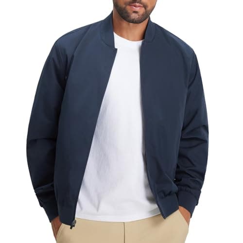 M MAELREG Mens Lightweight Windbreaker Vintage Light Golf Bomber Jacket Spring Fall Outdoor Coats Work Clothes - Image 1