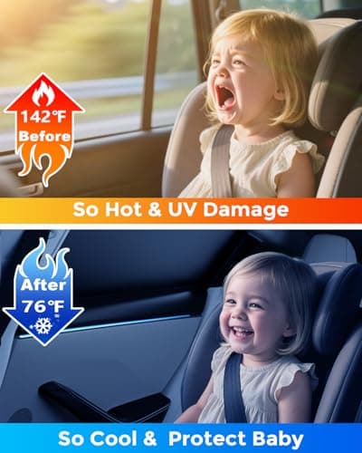 Car Window Shades for Baby (100% UV & Sun Block) Car Side Windows Covers Sun Shades for Baby in Car,Easy-Install Nano Ice-Crystal Coating-Universal Fit (Medium),2 Pack - Thumbnail 2