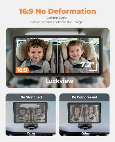LUCKVIEW BM5PRO 7.2" 1080P HD Baby Car Camera for 2 Kids, Split Screen with IR Night Vision, Easy to Install & Adjust Brightness, Dual Car Camera Baby Monitor for Rear Seat Safety - Thumbnail 3