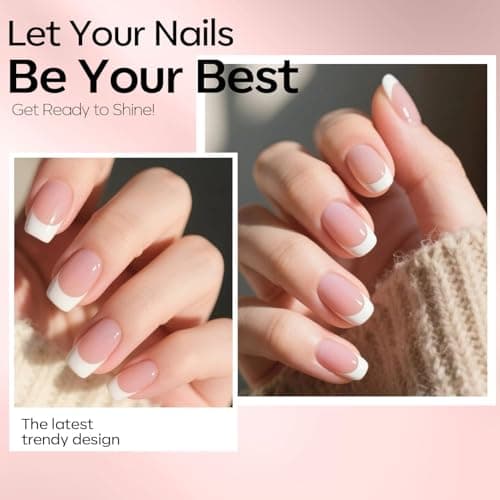 modelones Gel Nail Polish Set 2 Pcs 15ml French Manicure Kit White Nude Pink Jelly Sheer Gel Polish Soak Off UV LED Classic French Tip Gel Polish Natural Nail Art DIY Gift for Women - Thumbnail 3
