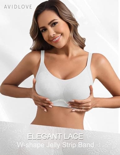 Avidlove Women's Seamless Bras Wireless Pushup Bra No Wire Full Coverage Bra Comfort Everyday Tshirt Bra White M - Thumbnail 2
