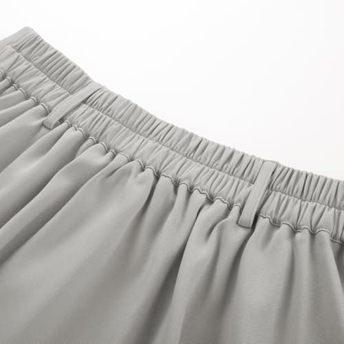 Belle Poque Vintage Skirt Below Knee Length Flowy A Line Office Skirts for Women Trendy Light Grey 2XL - Thumbnail 5