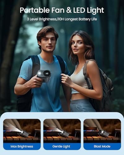 Primelove Portable Waist Fan 10000mAh Rechargeable, Clip on Belt Fan With 10 Speeds 16000PRM Strong Airflow, Hands-Free Hanging Neck Fan, Long-Lasting Cooling for Camping, Hiking,Outdoor,Jobsite,Grey - Thumbnail 5