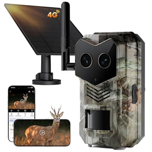SYCAMTC Trail Camera, 4G Cellular Dual Lens Trail Cameras 2.7K, 0.2s Fast Trigger Speed, Game Camera with Full Color Night Vision, No Glow IR, Motion Detection, No WiFi Needed, IP 65 Waterproof - Image 1