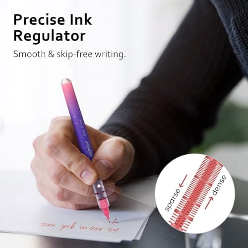 WRITECH Liquid Ink Rollerball Pens: 8ct Assorted Colors Fine Point Tip 0.7mm Roller Ball Rolling Pen for Smooth Writing Coloring Drawing Journaling No Bleed & Smear &Smudge Multi Colored - Thumbnail 3