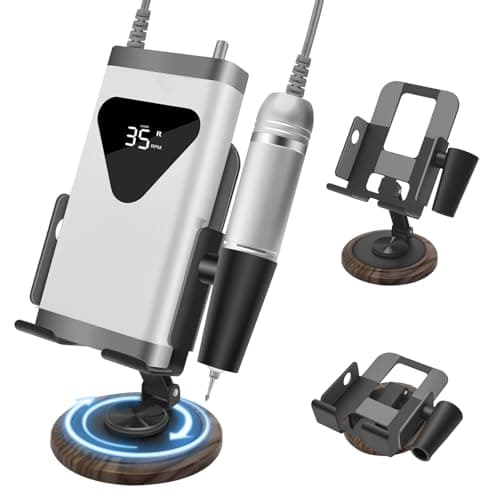 Diesisa Nail Drill Machine Holder - Nail Drill Holder Stand - 360° Rotatable - With Pen Holder - Portable Acrylic Nail Tools - Professional Manicure Tool Organizer for Nail Salon & Home Use - Brown - Image 1