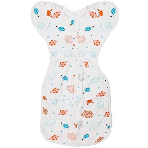 ANYEDDE Baby Transitional Swaddle Sleep Sack - Swaddles for Newborns, Cuff Removable Arms Up Design, Free Wearable Blankets with 2-Way Zipper, Underwater World (3-6 Month) - Image 1