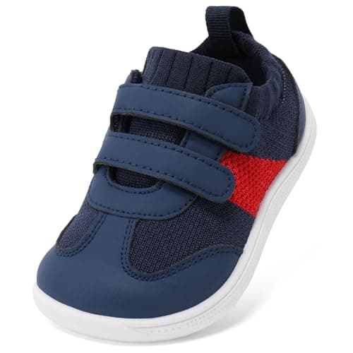 STQ KIDS Toddler Wide Toe Box Shoes Barefoot Boys Sneakers Kids Tennis First Walking Zero Drop Daily Wear School Outdoor Activities Breathable Comfortable Navy Toddler Size 9 - Image 1