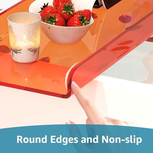 Cumeysnon Clear Acrylic Bathtub Tray Luxury Bath Tub Tray Caddy for Tub Waterproof Bathtub Shelf Organizer Bathroom Accessories Spa Relaxation Housewarming Gifts New Mom Gifts (39",Orange) - Thumbnail 6