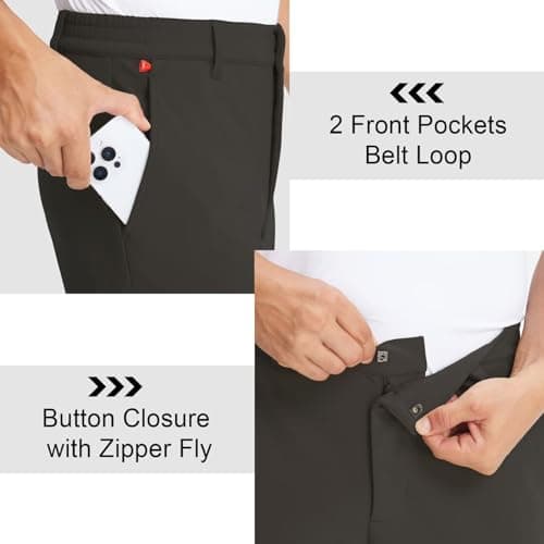M MAELREG Fleece Golf Pants Men 30"/32"/34" Quick Dry Stretch Water-Resistant Casual Mens Dress Pants with Pockets Coffee - Thumbnail 6