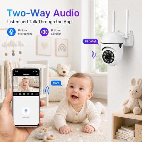 PBSEV Security Camera Indoor 1080P Wired, Pan/Tilt Control, Two-Way Audio, Clear Night Vision, Easy Setup, SD/Cloud Storage, WiFi Home Camera for Baby, Pet, Bedroom & Living Room Monitoring - Thumbnail 6